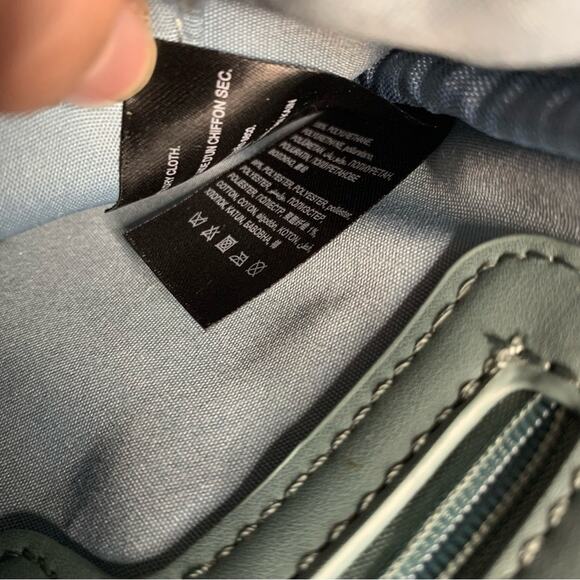 bebe Crushed Velvet Light Blue Wristlet Bag - Picture 7 of 7